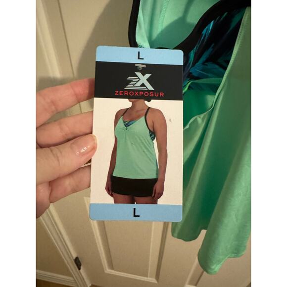 ZeroXposure New 2pc Solid Scuba Tankini Shorts Swim Set Edamame Green Size L - Picture 4 of 11